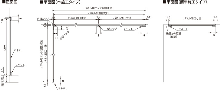 標準設置寸法図　壁面用